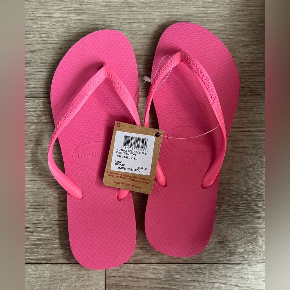 Havaianas pink flip flops size 7/8